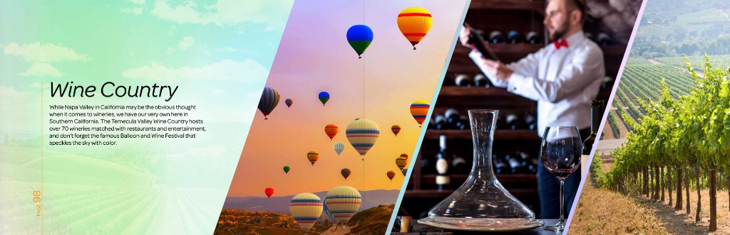 Page 98 — Wine Country spread with Temecula Valley balloon and vineyard photography