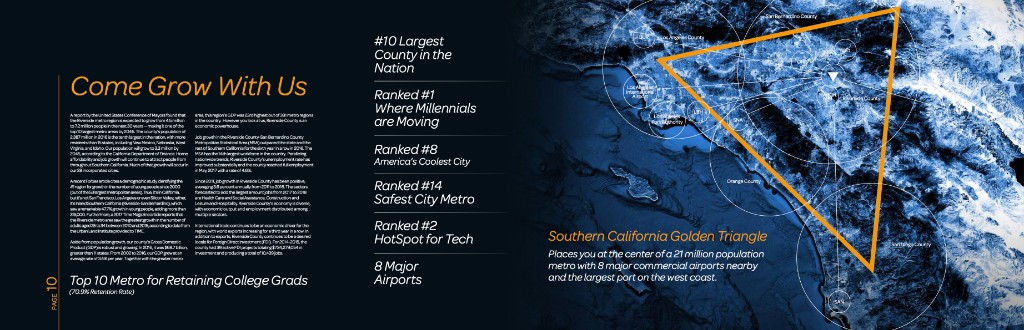 Page 10 — Come Grow With Us spread with Southern California Golden Triangle map