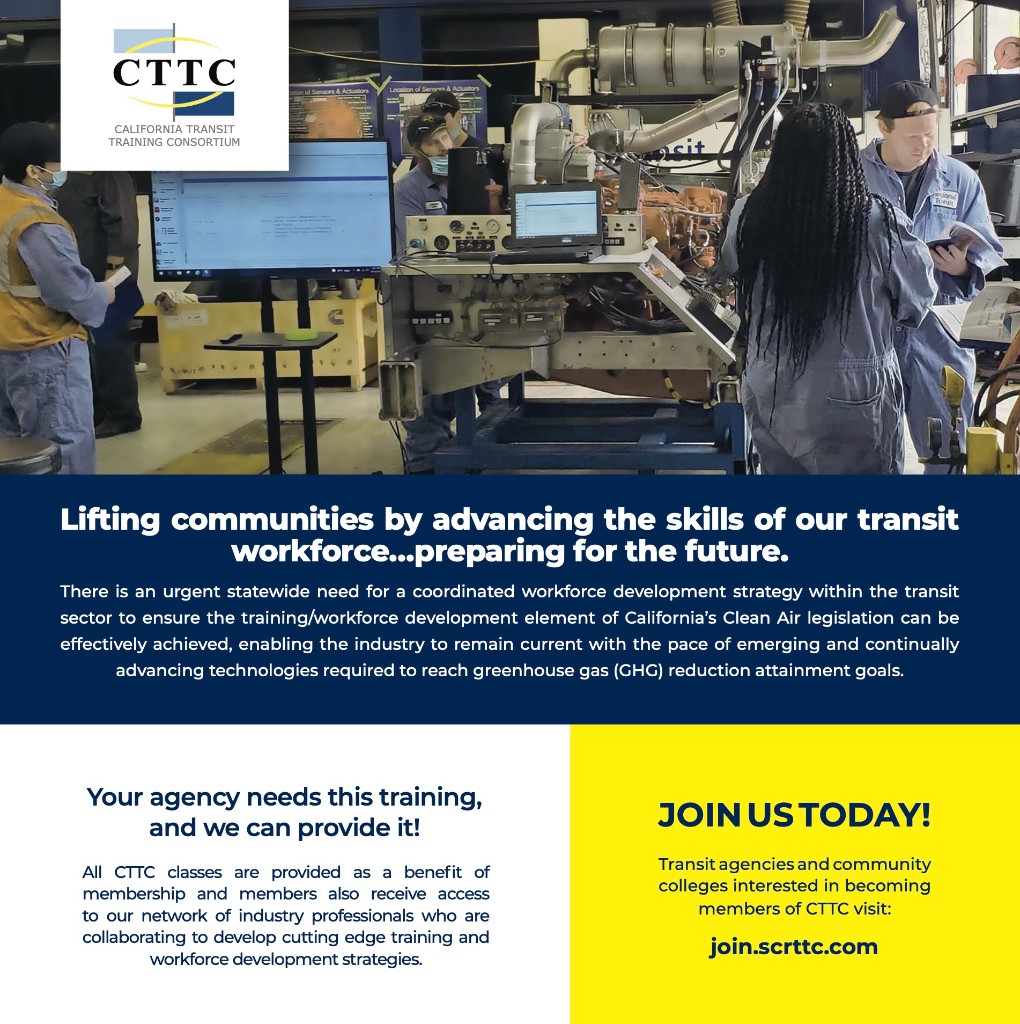Legacy CTTC membership promo with three-bar logo, navy and gold palette, workforce training photo, and join.scrttc.com call to action