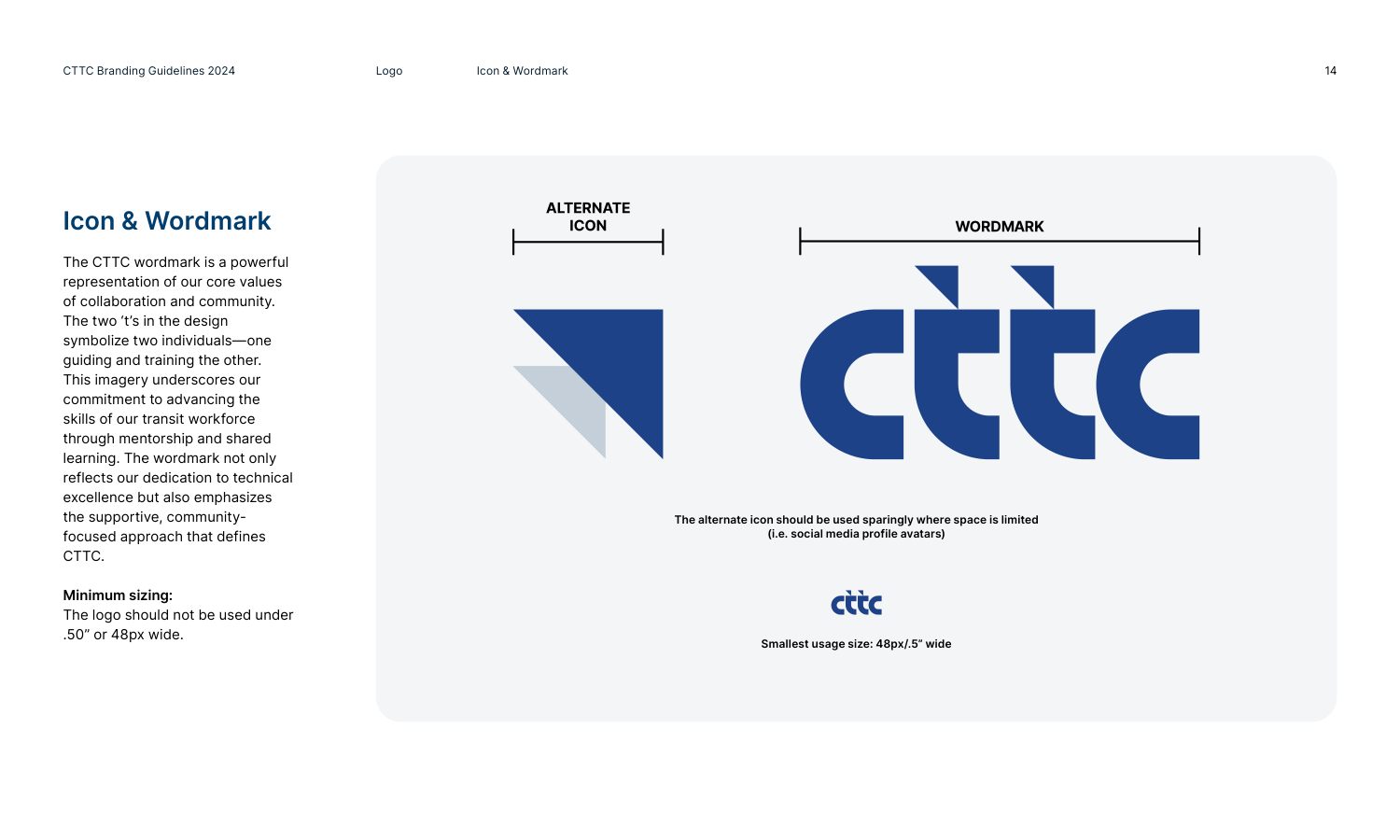 CTTC wordmark and icon — two T letterforms represent mentorship between transit professionals