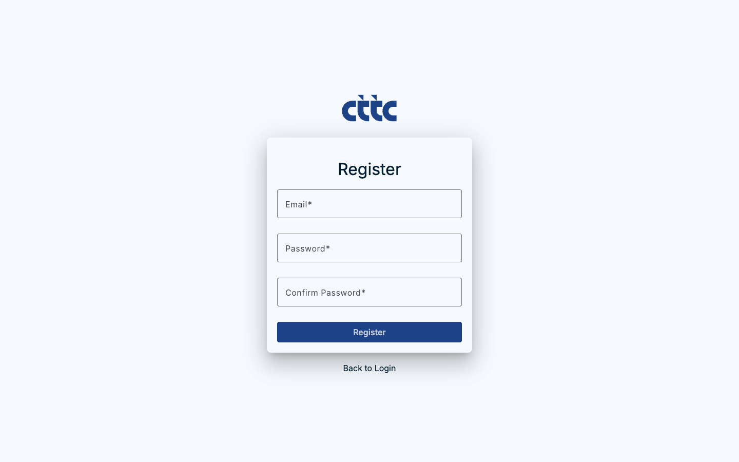 CTTC member portal self-service registration form