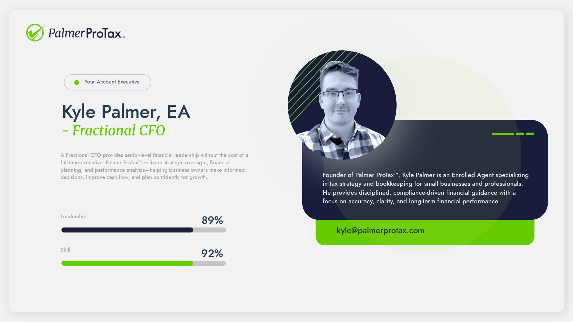 Palmer ProTax™ presentation — Kyle Palmer, EA, Fractional CFO, Your Account Executive