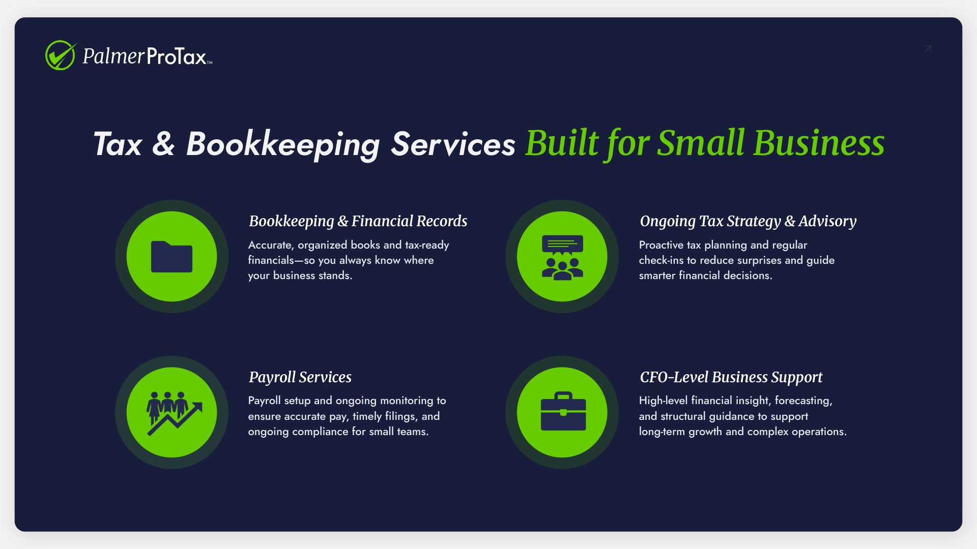 Palmer ProTax™ presentation — Bookkeeping and Financial Records service overview