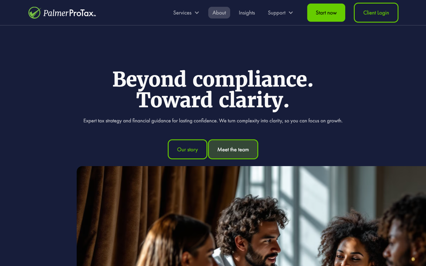 Palmer ProTax™ About page — Kyle Palmer origin story and firm values