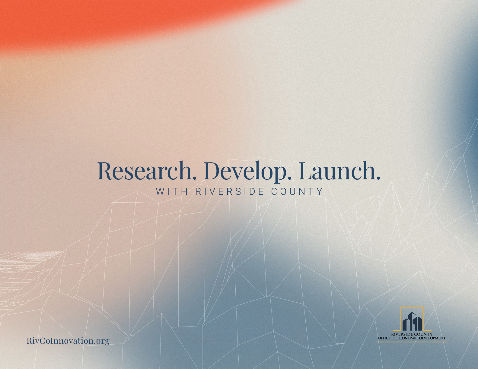Closing spread — Research. Develop. Launch. with RivCoInnovation.org