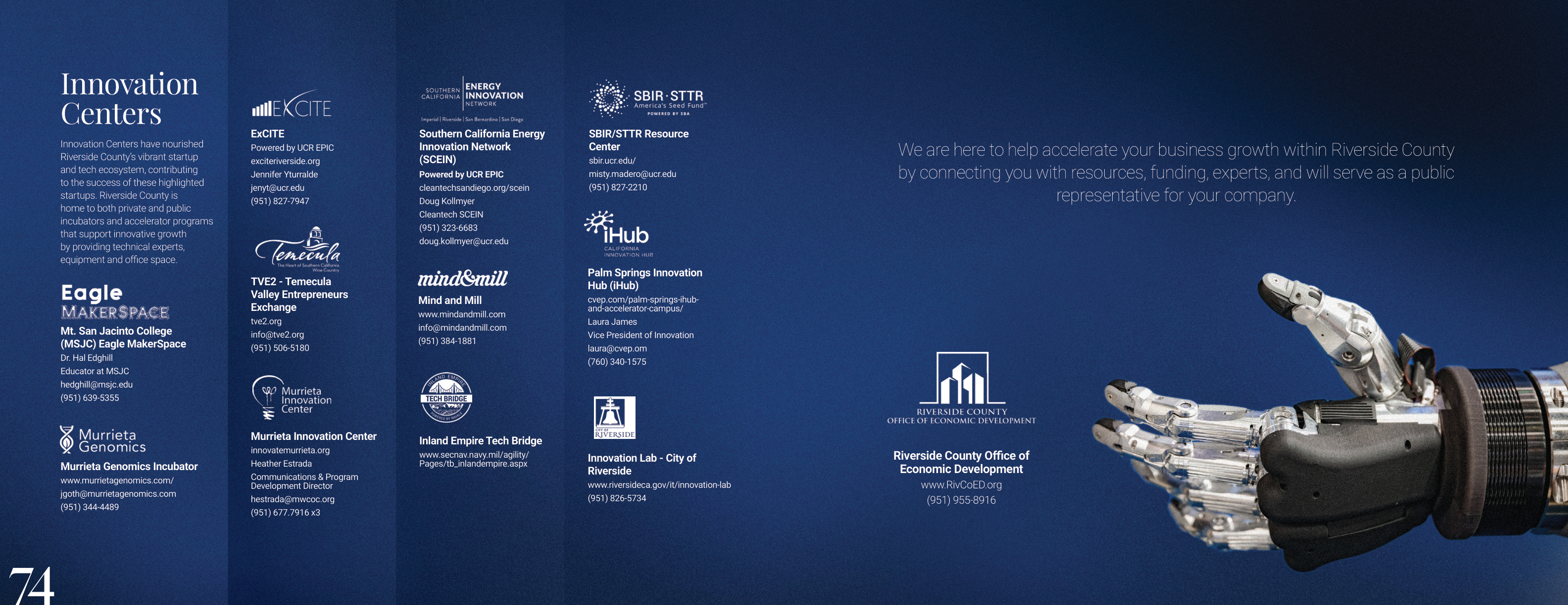 Innovation Centers directory — ExCITE, SCEIN, Mind and Mill, and regional incubators