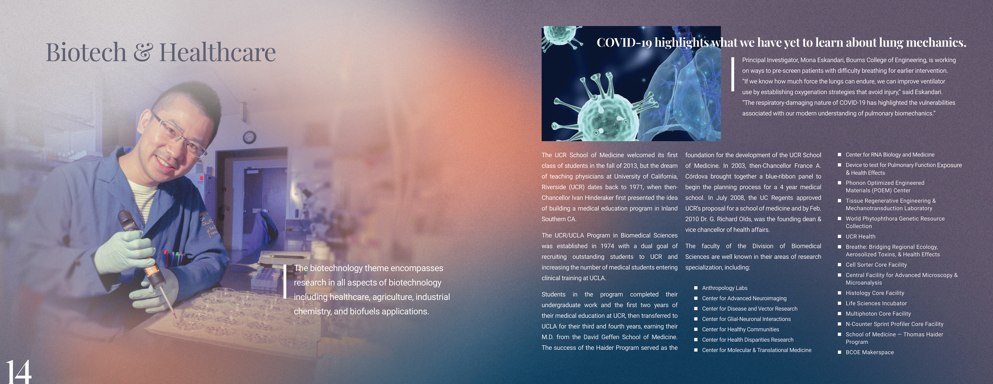 Biotech and Healthcare — UCR School of Medicine and pulmonary biomechanics research