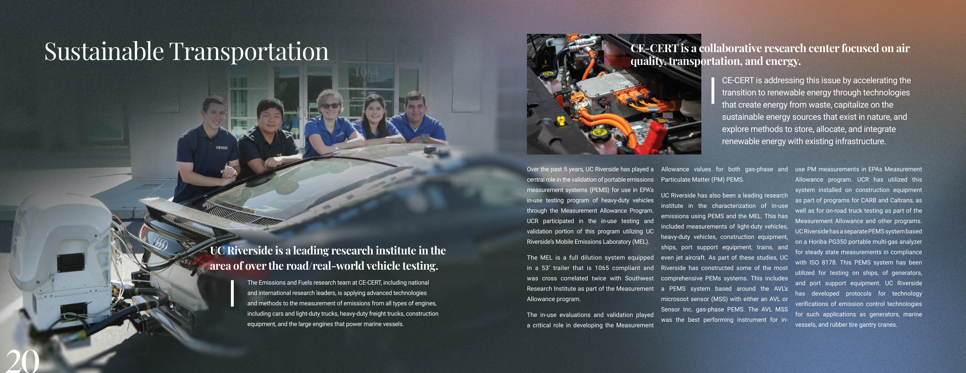 Sustainable Transportation — CE-CERT emissions and fuels research at UC Riverside